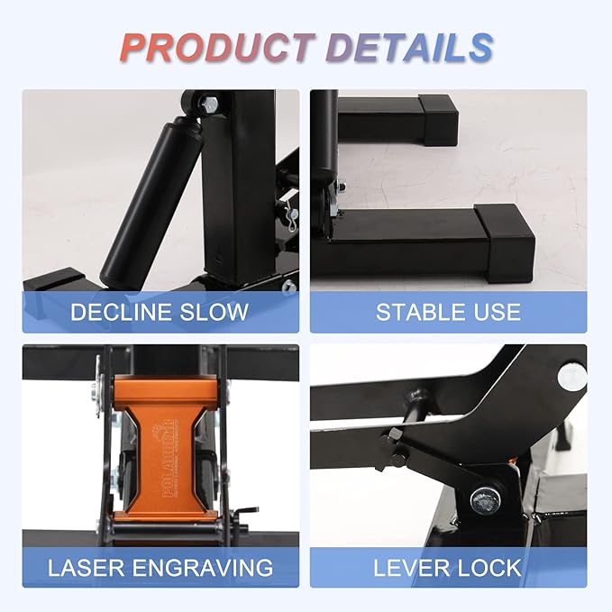 POLARBEAR Dirt Bike Stand Hydraulic Aluminum Jack Stands Vertical Lift CNC, for Dirt Bike/ATV/ADV/Rally Maintenance, Motorcycle Dirtbike Engine Stand with 1200Lbs Capacity(Orange)