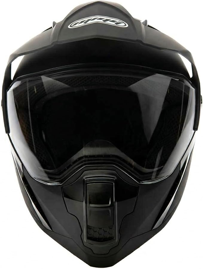 MMG Dual Sport Off Road Motorcycle Full Face Helmet Dirt Bike ATV Flip-Up Visor (Model 23) - Matte Black, XL