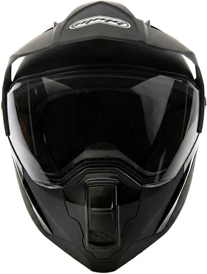 MMG Helmet Dual Sport Off Road Motorcycle Dirt Bike ATV - FlipUp Visor - Model 23 (Medium, Black Matte)