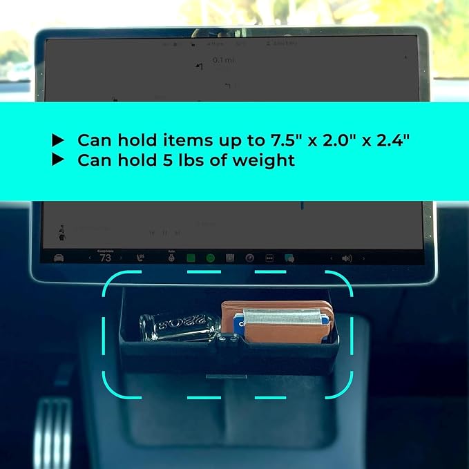 Sunglass Holder with Extra Under Screen Storage - Hidden Model 3 & Y Center Console Organizer. for Tesla 2024+ Model 3 & 2025+ Refreshed Model Y