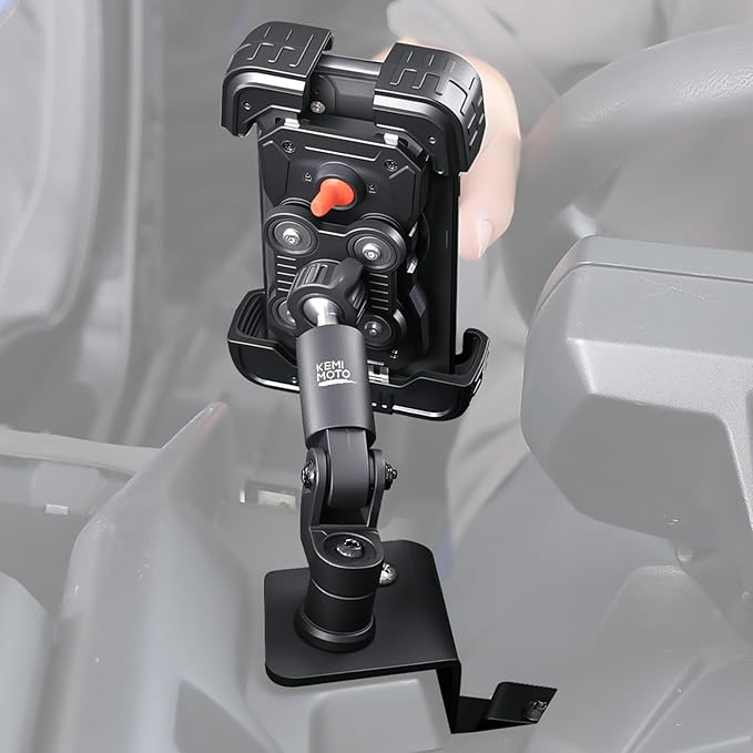 KEMIMOTO X3 Phone Mount, Anti-Vibration Dampener Cast-Aluminum Mount Dashboard One-Hand Operation Secure Lock 360° Adjustable Cell Phone Holder, Compatible with Can-Am Maverick X3 and MAX Models