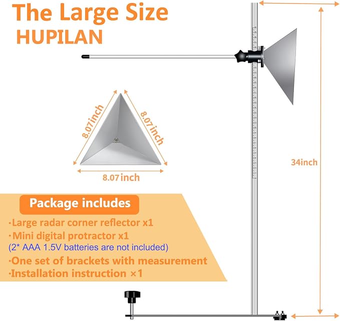 ADAS 8.07in Radar Corner Reflector Target with Angle Gauge & Scale Stand | ADAS Calibration Tool, 0-30 cm Scale Stand Included. Compatible with Honda Toyota Mazda Kia Ford GM, Car Truck Bus