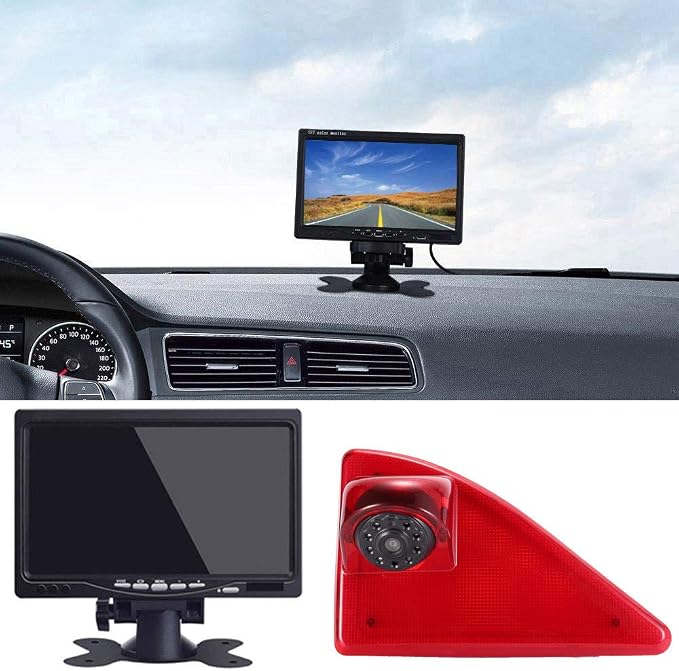 HD Brake Light Rear View Backup Camera Set with 7 Inch LCD Monitor, Transporter Night Vision Reversing Camera Replacement for Renault Master ab 2010/Nissan NV400 ab 2010/Opel Vauxhall Movano ab 2010