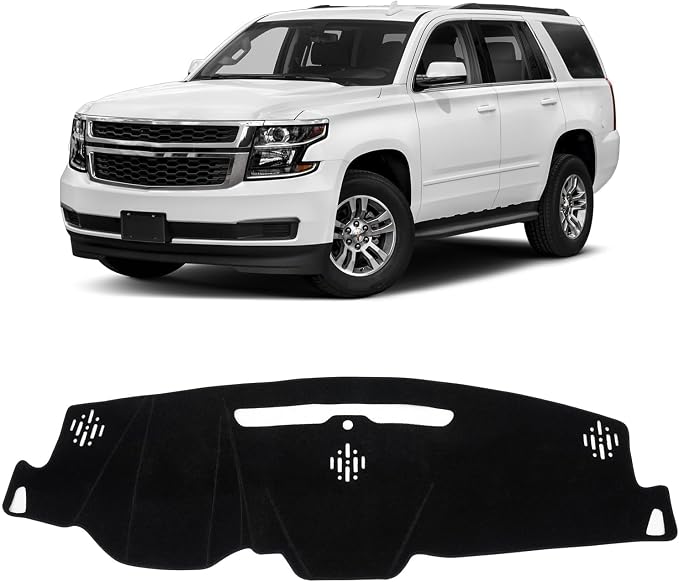 KUST Black Dash Cover for 2015-2020 Chevrolet Chevy Tahoe/Suburban/GMC Yukon (Without HUD) Polyester Dashboard Cover Non-Slip Interior Accessories for Tahoe