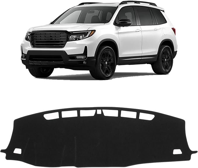 KUST Black Dash Cover for 2019-2025 Honda Passport/ 2016-2022 Pilot/ 2017-2025 Ridgeline Polyester Dashboard Cover Non-Slip Dashboard Pad Carpet Dash Protector Interior Accessories for Passport