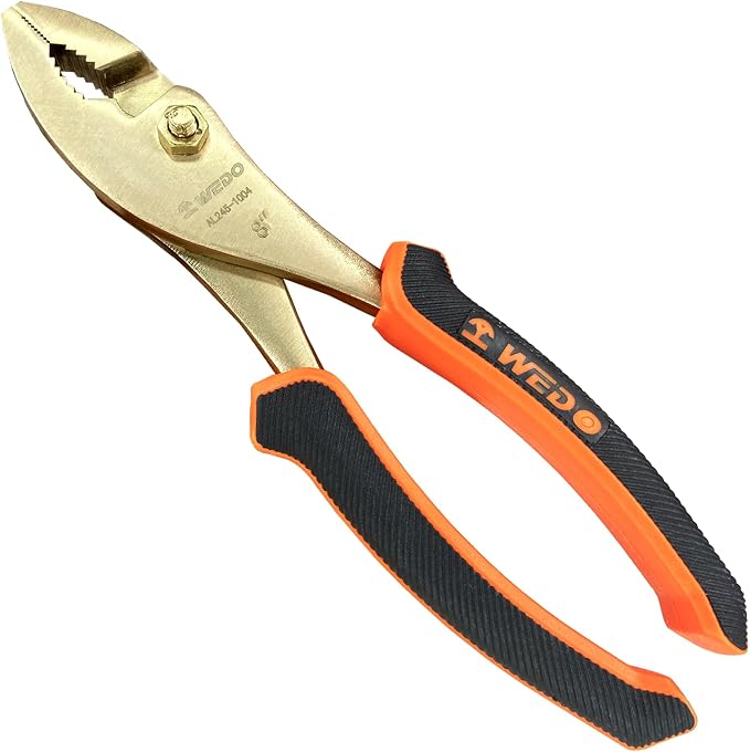 WEDO Non-Sparking Slip Joint Pliers 8", Spark-free Safety Wire Cutter Pliers, DIN Standard, BAM & FM Certificate, Opening Max 13mm, Aluminum Bronze