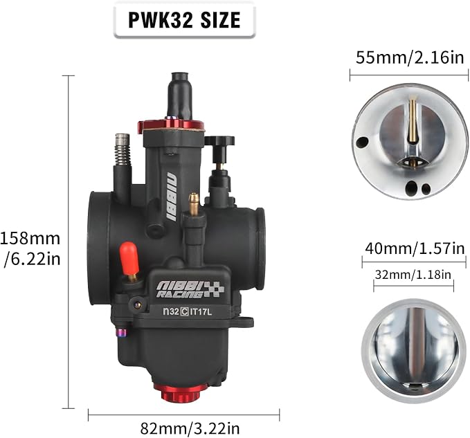 NIBBI Carburetor PWK 32mm Motorcycle, 250cc-300cc Power Carb With Carb Jets, Fit GY6 Engine Dirt Bike Mini Bike SSR TTR Apollo TaoTao ATV