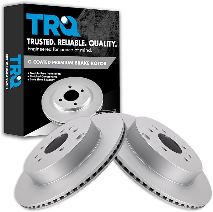 TRQ Rear Brake Rotor Set G Coated Vented Compatible with 2007-2015 Mazda CX-9