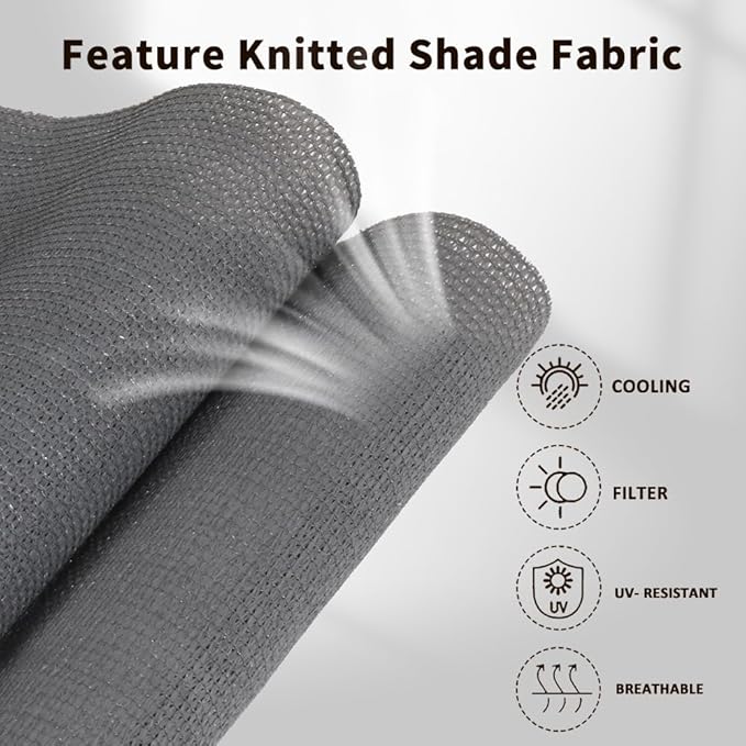 SMONTER Outdoor Sunshade Roller Shade 5'W x 8'H (60" Wx96 H), Exterior Cordless Roll Up Shades Blinds, UV Protection Shade Cloth with Crank Operation for Outside Windows Patio Porch Gazebo, Dark Grey