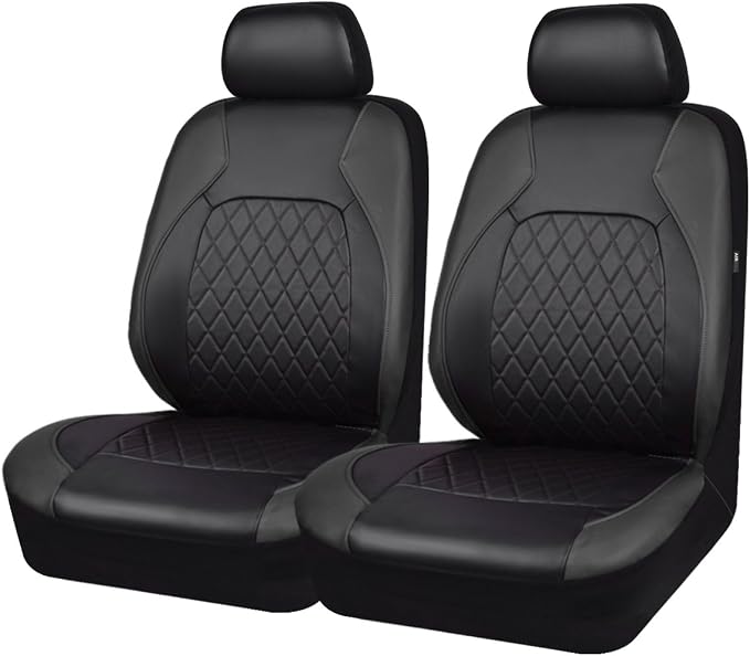 Black Deluxe Pu Luxury Vinyl Leather 3 Row 7Seats Car Seat Covers, Airbag Compatible Universal Fit for Cars, Trucks, SUV