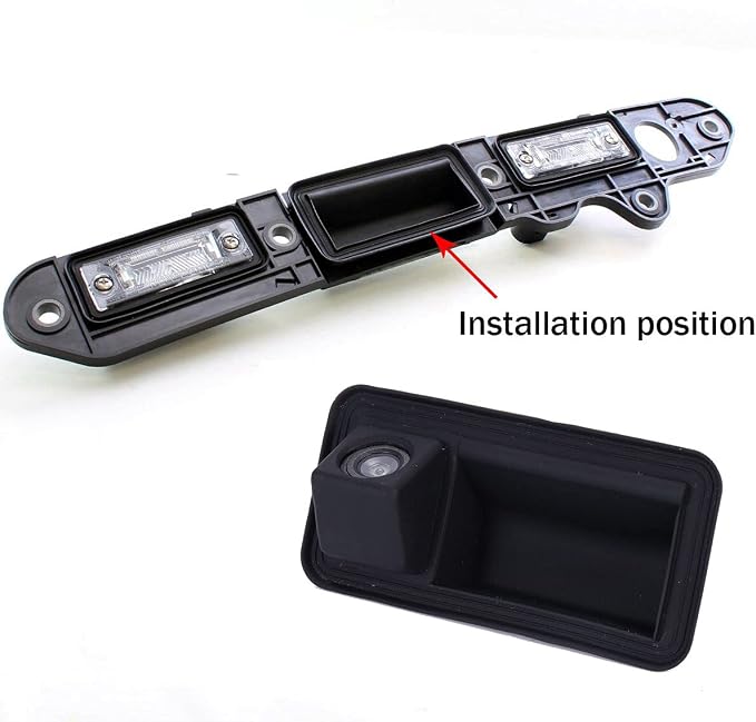 Waterproof HD Rear View Camera with Switch on Boot Handle Replacement for Golf Plus MK5 Jetta BJ III V Touran 1T GP 1T2 Passat 3C B6 (with Long Handle Trunk Handle)