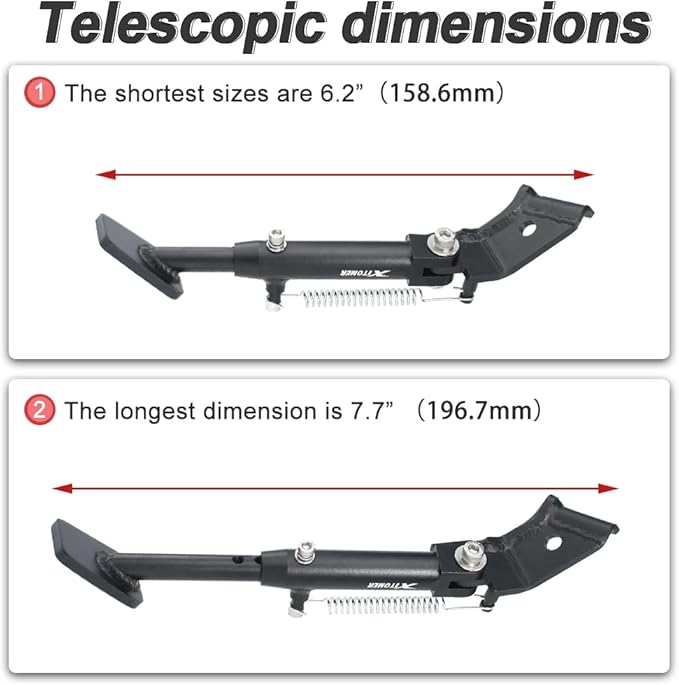 Xitomer 0-1.5" Adjustable Kickstand Fit for Ruckus50 Zoomer 2003-2025 Motorcycle Adjustable Side stand