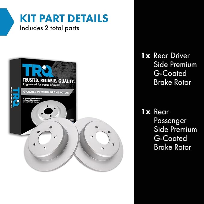 TRQ Rear Brake Rotor Set G Coated Solid Compatible with 1997-2007 Chrysler Town and Country 1998-2000 Plymouth Voyager 2001-2007 Dodge Caravan 1997-2007 Grand Caravan