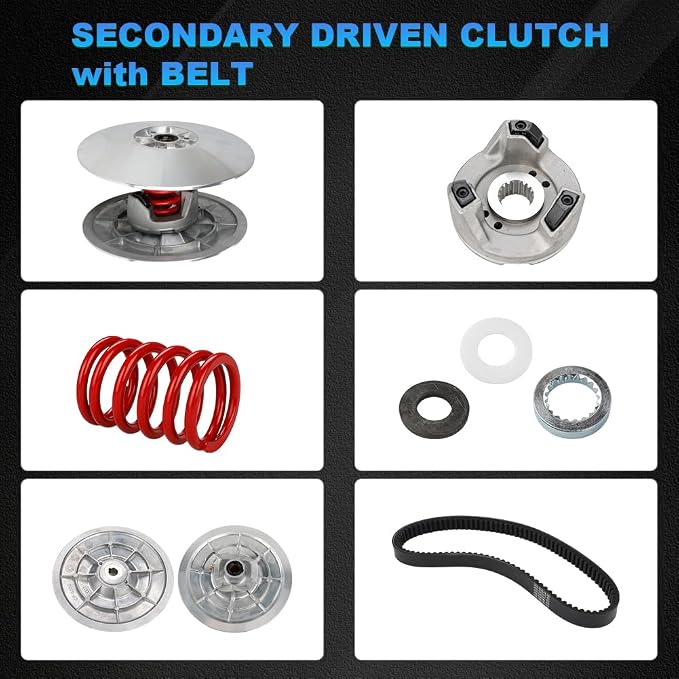 Secondary Driven Clutch Kit with Belt Kit Compatible with Yamaha G2 G8 G9 G11 G14 G16 G20 G21 G22 G28 Golf Cart 1985-2007, Replacement for JN6-G6270-00, JN6-G6271-02, J55-G6270-01