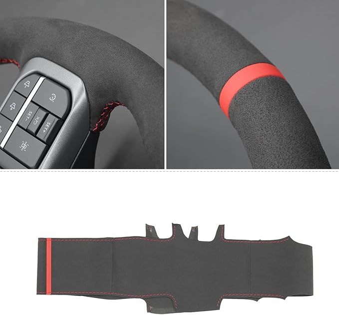 Leather Carbon Fiber Steering Wheel Cover for Ford F-150 2021-2026 /Ford F-250 F-350 F-450 F-550 F600 2023-2026 /Ford Expedition F150 Lightning 2022-2024 Hand Stitched Accessories Custom OEM