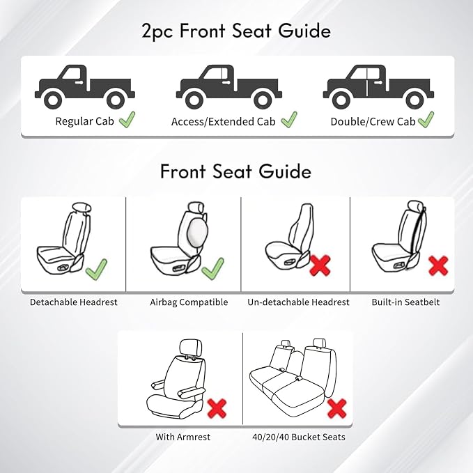 Coverado Seat Covers Custom Fit for Tacoma Double Cab/Crew Cab SR/SR5/TRD Sport/TRD Off-Road/Limited Seat Cushion Protectors 2016-2023 Oxford (Frontpair, Black)