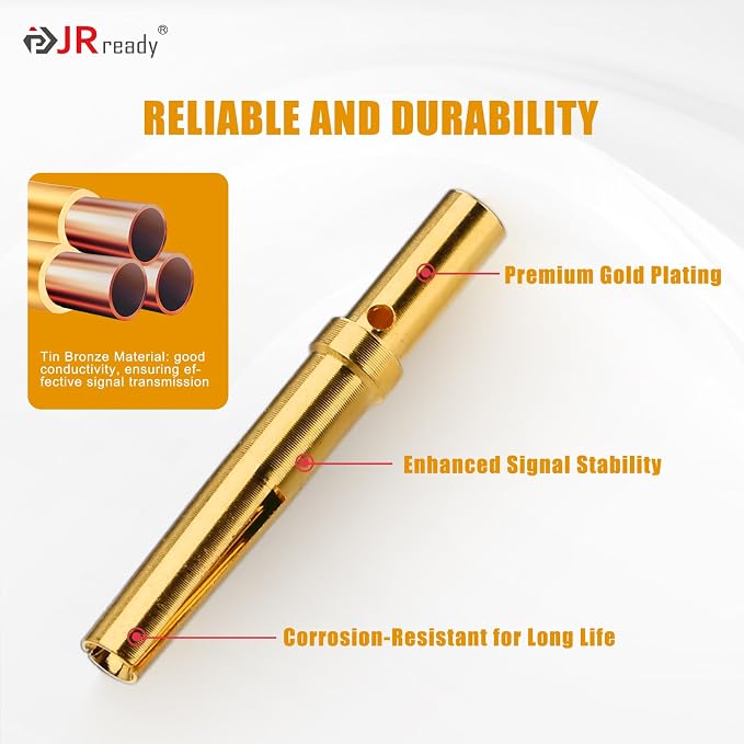 JRready DRK-D SUB++ST6580 D SUB Pins Removal Tool for TE/AMP/Harting Heavy Duty 100Pairs 20# Gold Plated Crimp Terminals 20-24AWG Male Female Standard 205089-1 205090-1 Contact for DB9 Connectors