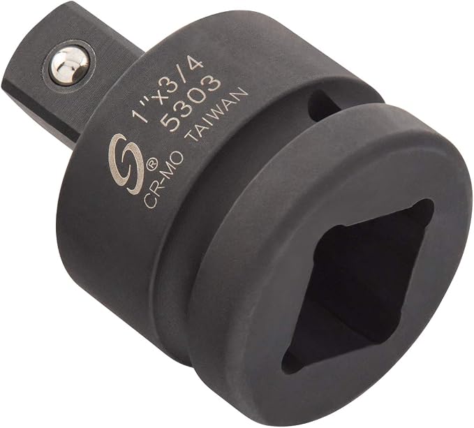 SUNEX TOOLS 533MD, 1 Inch Drive, 33mm Deep Impact Socket, Cr-Mo Steel & 5303, 1 Inch Drive, 1" Female x 3/4" Male Impact Adapter, Cr-Mo Steel, Ball Detent, Tapered Square
