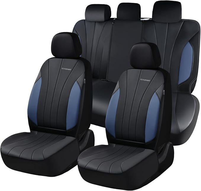 Coverado Car Seat Covers,Seat Covers fullset， Waterproof Seat Covers, Automotive Seat Covers, All-Weather Leather Car Seat Protectors Universal Fit for SUVs Trucks Sedans