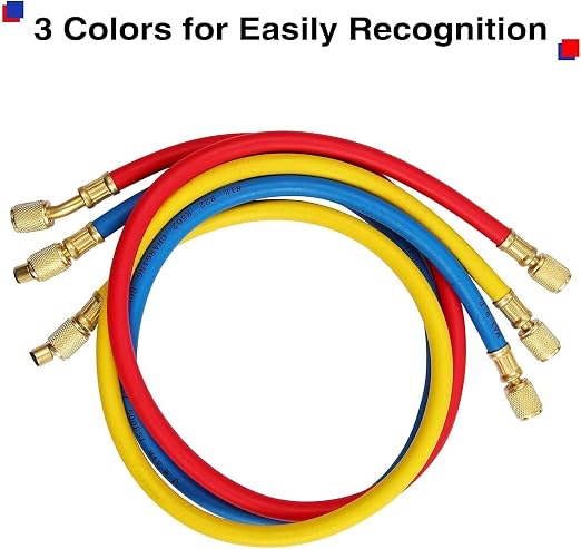R410A Manifold Gauge Set, 3 Way AC Diagnostic Manifold Gauge Set for R410a R22 R134a R404a Refrigerant,Automotive AC Manifold R410a Adapters,with 3ft Hoses