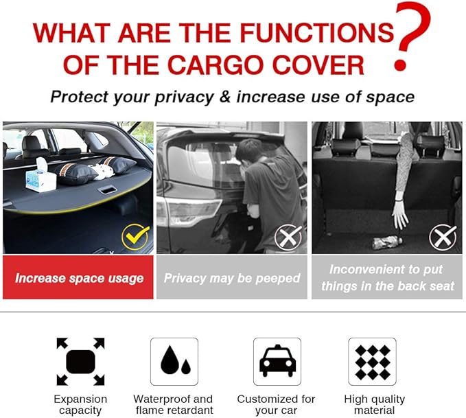 Powerty Retractable Cargo Cover for 2017-2022 Kia Sportage, Canvas Texture Trunk Cover Privacy Screen Rear Security Shade for Sportage Accessories