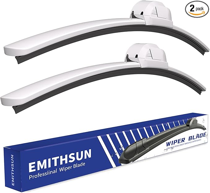 OEM QUALITY 28" + 14" Premium All-Seasons Durable Stable And Quiet White Windshield Wiper Blades (Set of 2)