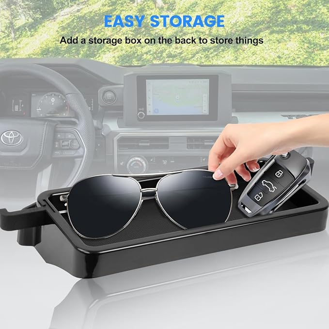 Car Phone Holder Compatible with Toyota Tacoma 2024 2025 Accessories 8-Inch Screen Fixed Clip, Cell Phone Mount with Dash Organizer Center Console Tray Hands-Free 360° Rotation