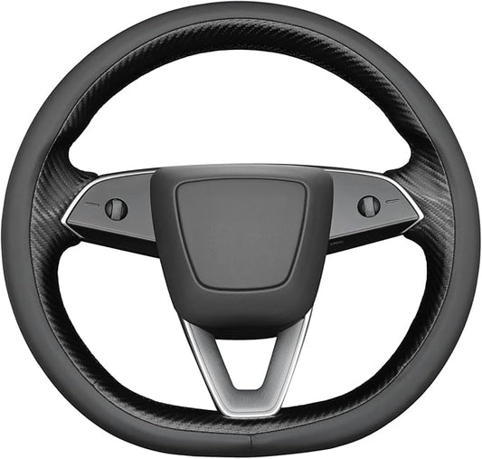 MEWANT DIY Stitching Real Leather Steering Wheel Cover Wrap for Tesla Model 3 Highland 2023-2025/Model Y 2025 Highland for Tesla Model 3/Model Y Accessories(3D Style)