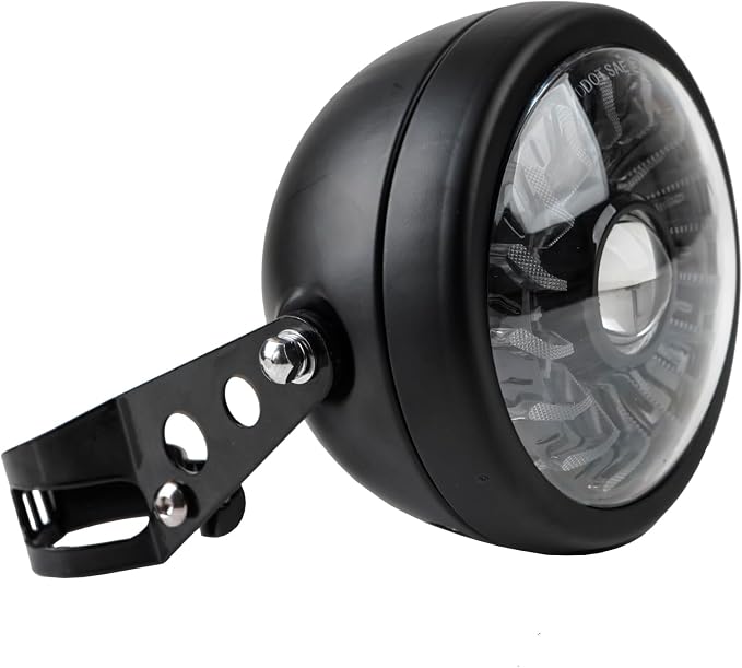 5.75inch 5-3/4 Black Motorcycle Headlight Whirlwind White/Amber DRL Start-up Gradient Welcome Halo Light with Matte Black Housing Bucket Compatible with Motorbikes