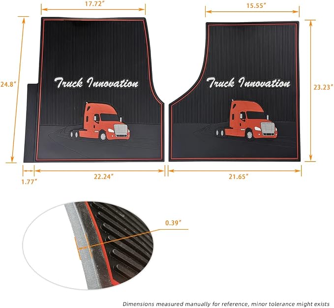 FIT Freightliner Cascadia Rubber Front Floor Mats Set Black & Red fits with Cargo Liners for 2008 2009 2010 2011 2012 2013 2014 2015 2016 2017 Models with Standard Transmission (FT616)
