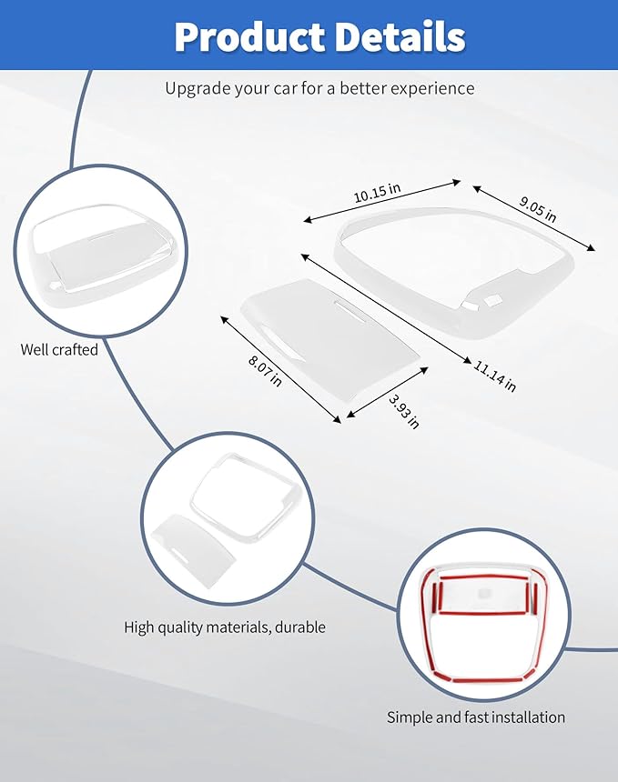 Roof Reading Light Cover Trim Fit for 2011 + Dodge Charger/Durango/Chrysler 300 Interior Accessories White Reading Lamp Decals Cover Trim Sticker Kit