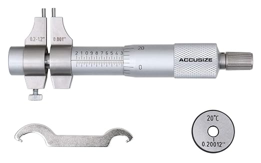 Accusize Industrial Tools Inside Micrometer, 0.2-1.2", EG00-3221 | Range: 0.2-1.2", Graduation: 0.001", Accuracy: 0.00028", Resolution: 0.0001", Satin Chrome Finish