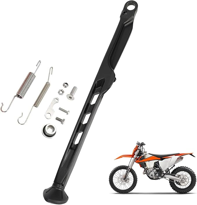 Dirt Bike Kickstand Side Stand Support Stand with Springs 2024 Style for XC EXC EXC-F TE TX FE EX EC ES 125 150 250 300 350 450 500 2023-2024-Black
