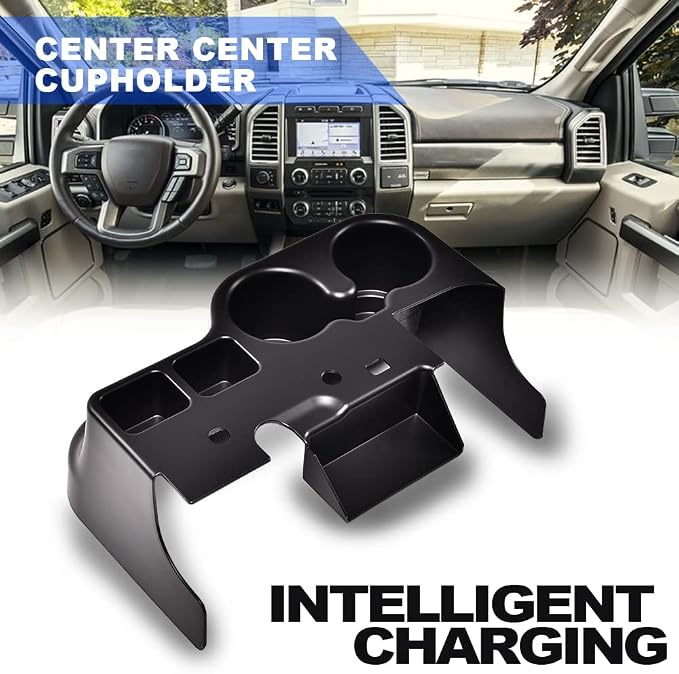 CROSSDESIGN Center Console Cupholder Compatible with 1999-2001 Ford Super Duty Truck - F250 / F350 / F450 / F550