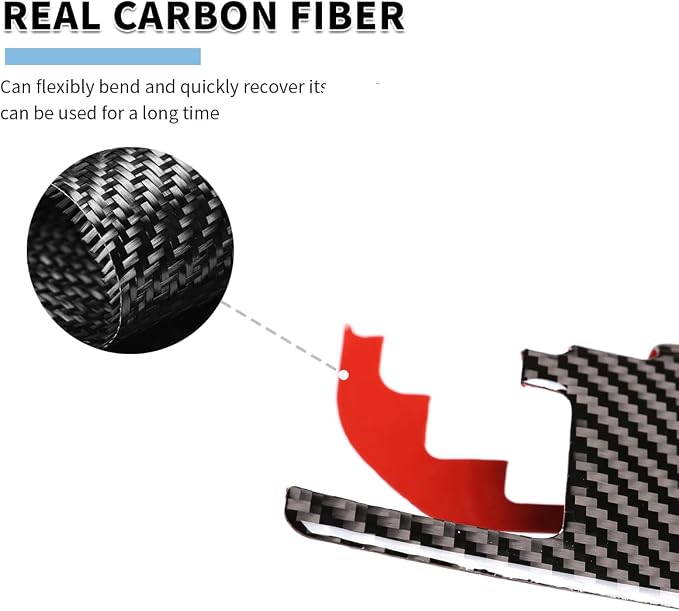 Real Soft Carbon Fiber Car Center Console Gear Shift Panel Decorative Stickers,for Toyota Tundra 2014-2018,2PCS (Black)