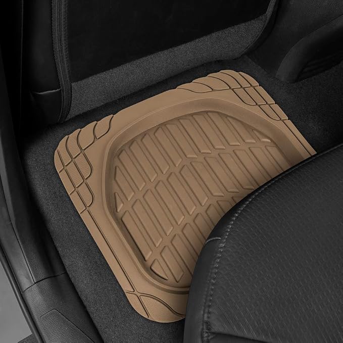 BDK USA by CAT® Automotive Heavy Duty Car Floor Mats with Rear Cargo Mat Trunk Cargo Liner for SUV - Caterpillar All-Weather Universal Trim to Fit Front & Rear Combo Rubber Car Mats & SUV Trunk Mat