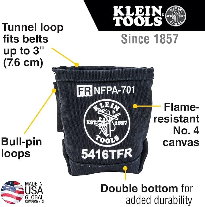 Klein Tools D248-9ST Pliers, Ironworker's Diagonal Cutting Pliers, 9-Inch & 5416TFR Tool Bag, Flame Resistant Canvas Bag for Bolt Storage with Double Reinforced Bottom and Tunnel Connect, 5x10x9-Inch