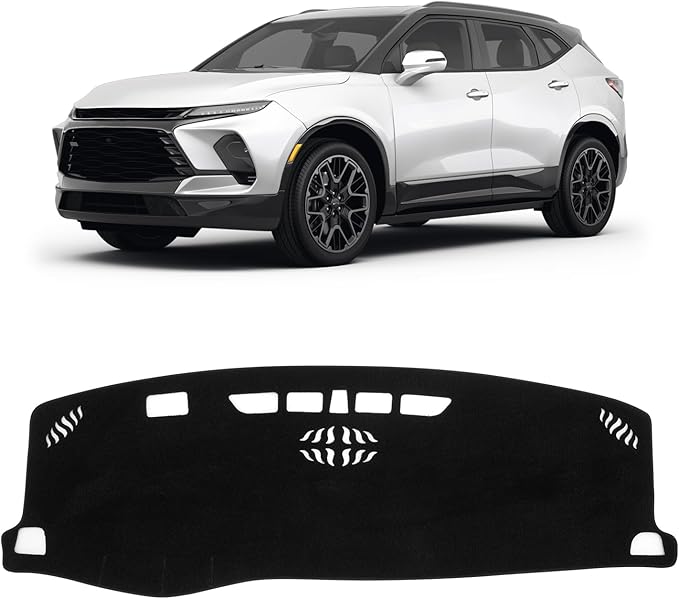 KUST Black Dash Cover for Chevy Chevrolet Blazer 2019-2024 2025 2026 (Not fits for Blazer EV) Polyester Non-Slip Dashboard Cover Interior Accessories for Blazer Custom Fit Dash Mat Sunshade Glare