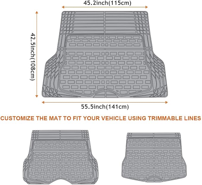 TripleAliners Vehicle Mat Universal Fit Trunk Cargo Liner All Weather Protection XPE Material Seat Back Protector Trim-to-Fit Compatible with Most Cars SUV Sedan (Trunk Mat)