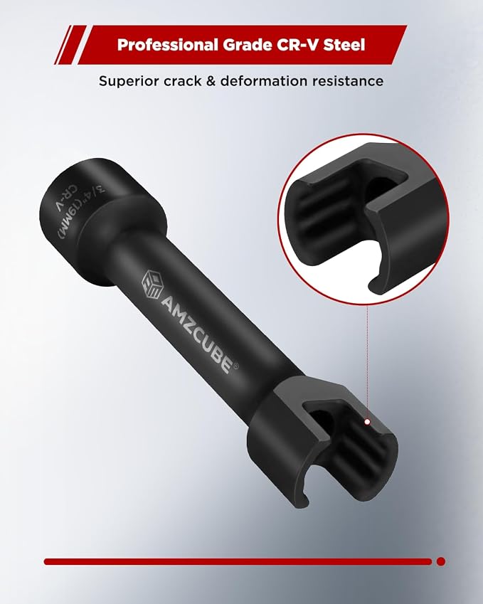 1/2" Drive 3/4" (19mm) Socket of Strut Channel, 12-Point 5-inch Cr-V Deep Impact Socket, Anti-Break and Black Phosphate Finish, Fits 1-5/8″, 2-7/16″ & 3-1/4″ Strut Channels