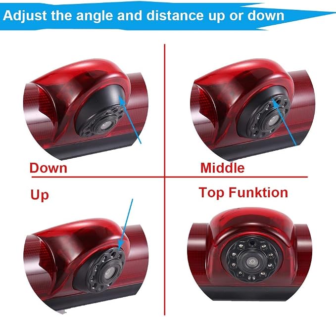New Version Car Third Roof Top Mount Brake Lamp Camera Brake Light Rear View Backup Camera+4.3" LCD Car Dashboard Color Monitor for Chevrolet Express GMC Savana Vans Exporer Vans Cargo