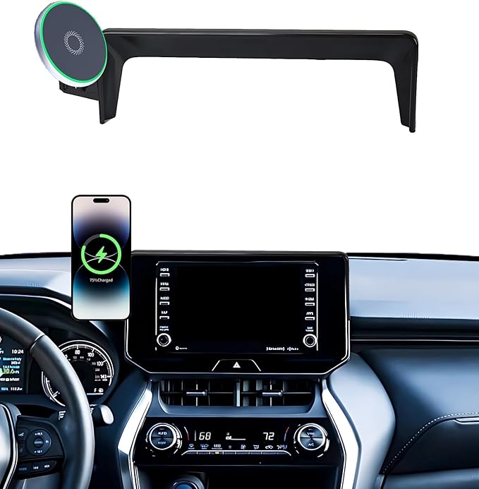 Car Phone Holder for Toyota Venza 2021-2024 Accessories Apply to 8 Inch Touch Screen 15W Fast Wireless Charger Screen Fixed Clip Cell Phone Mount Hands-Free 360 Degree Rotation