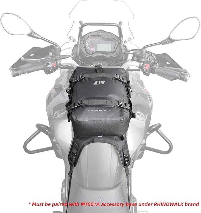 Rhinowalk Motorcycle Front Bumper Bag Tail Bag Motorbike Side Bag 6L Full Waterproof Moto Saddle Pannier Bag Professional Motor Accessories-Black
