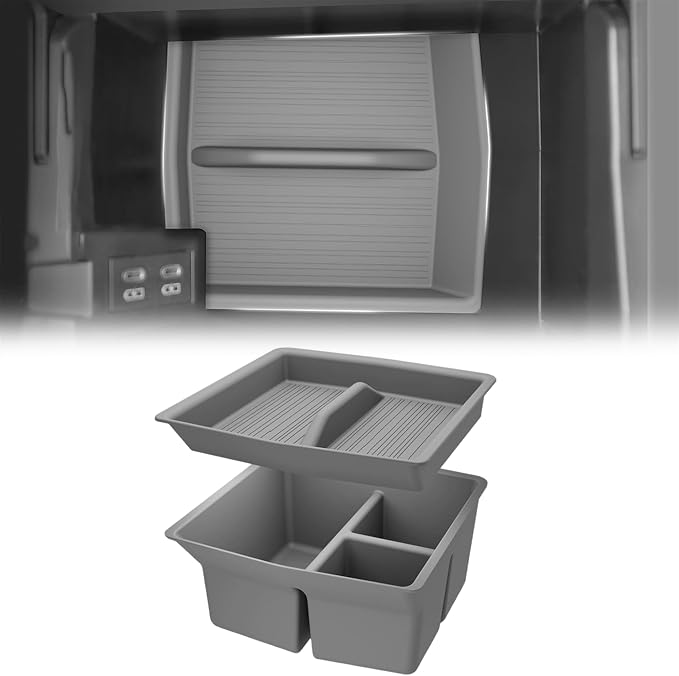 Center Console Organizer for Toyota Sienna 2021-2026, Armrest Box Secondary Tray Storage Silicone Armrest Box Insert Organizer (Gray)