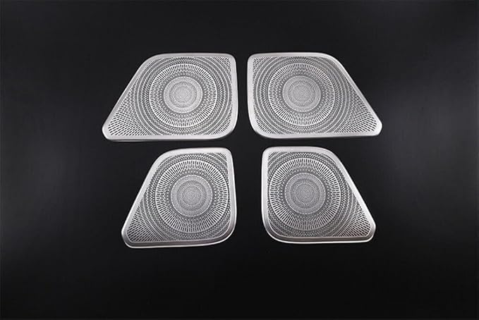 4Pcs Stainless Steel Silver Interior Car Door Speaker Horn Net Cover Decorative Trim Fit forToyot-a Tacoma 2016 2017 2018 2019 2020 2021 2022 Car Accessories
