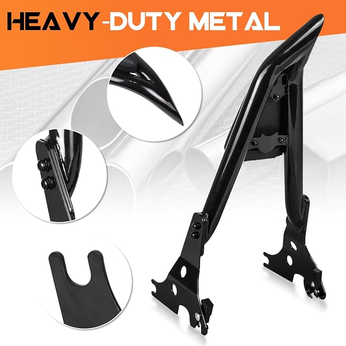 AUFER Motorcycle Detachable Rear Passenger Backrest Sissy bar With Rotary Docking Latches Clips Compatible With For 2004-2023 Sportster XL 883 Super Low Forty Eight Seventy Two Iron XL 1200