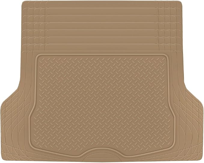 Motor Trend FlexTough™ Baseline Rubber Car Floor Mats with Trunk Mat Cargo Liner, Front & Rear Combo Set fits Most Car SUV Van Coupe Sedan, Heavy Duty All Weather Trim to Fit