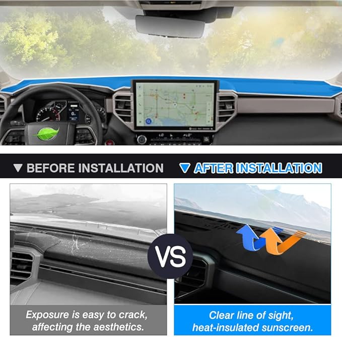 Autorder Dashboard Cover Mat for 2022 2023 2024 2025 2026 Toyota Tundra Accessories Dash Cover Flannel Dash Mat Sunshade Glare UV Rays Protector