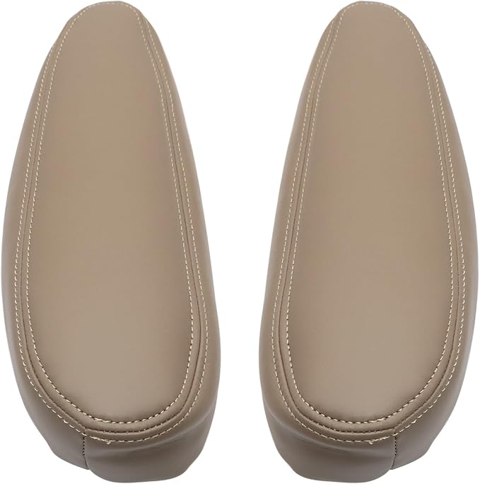 NLQR Medium Neutral Tan & Shale Tan Driver & Passenger Side Bottom & Top Lean Back & Armrest Covers Replacement Leather Seat Covers Compatible with GMC Yukon XL 1500 Sierra 1500 Denali 2003 2004 2005