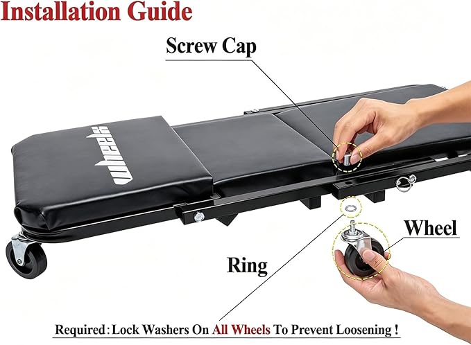 Mechanic Creeper 36 inches 3-in-1 Mode Z Seat 340lbs Capacity, Foldable Garage Adjustable Rolling Folding with 6pcs Wheels Roller, Lay Down Sit Lean Back, Under Car Auto Repair, Black, Man Gift